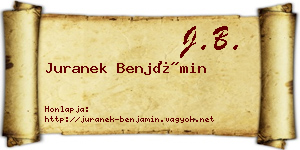 Juranek Benjámin névjegykártya